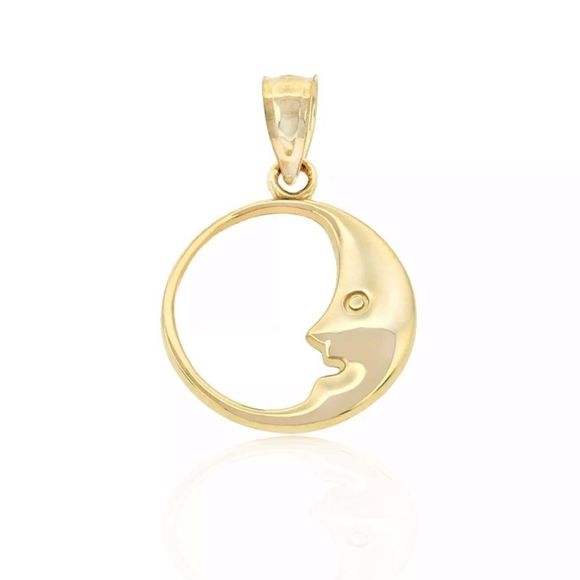 10K Yellow Gold Crescent Moon Charm Jewelry - Picture 1 of 2